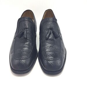 Elevator Shoes Mens Black Leather 10.5 D Pebbled Apron Tassel Loafer England